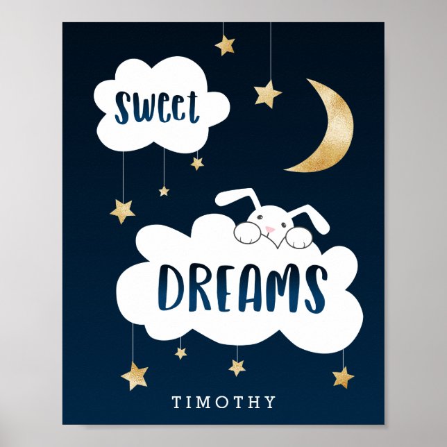 Poster Doce Sonho Bunny Azul Personalizado (Frente)