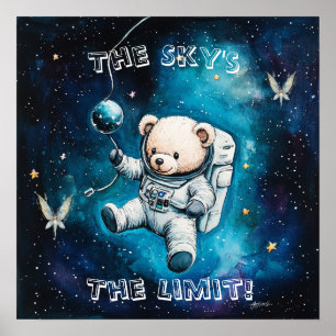 Poster Doce Sonho Pôster de Berçário Astronauta Azul Tedd