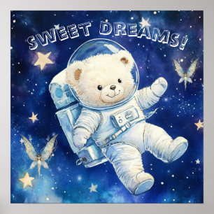 Poster Doce Sonho Pôster de Berçário Astronauta Azul Tedd