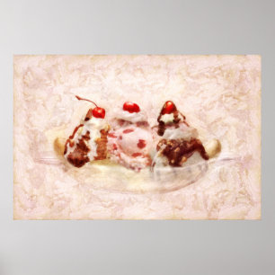Póster Doce - Sorvete - Banana split