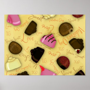 Poster Doce Valentim - Padrão de Doces do Dia dos Namorad