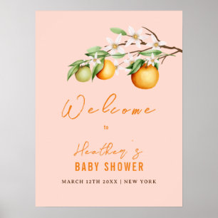 Poster Doce Verão Citrus Orange Chá de fraldas Bem-vindo