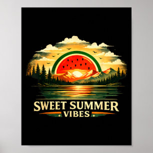 Poster Doce vibração de verão melancia pôr do sol amante