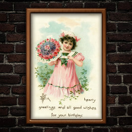 Poster Doce Vintage 1907 Buquê de Aniversário Deseja