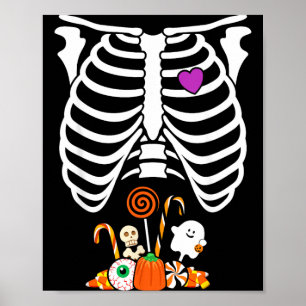 Poster Doces de Halloween Esqueleto Caixa Torácica Raio-X