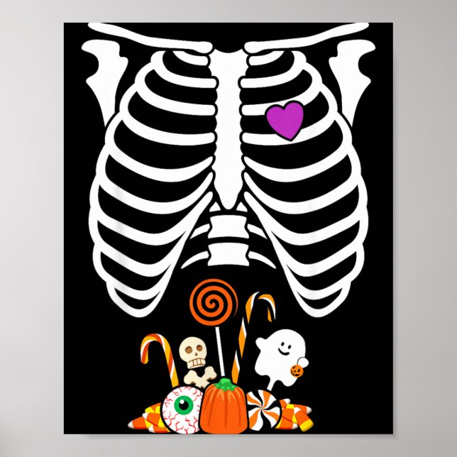 Poster Doces de Halloween Esqueleto Caixa Torácica Raio-X (Frente)