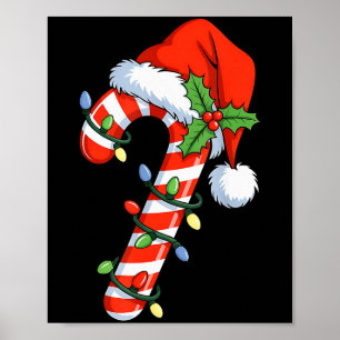 Poster Doces de Natal Luz Cana de Açúcar Papai Noel Xmas