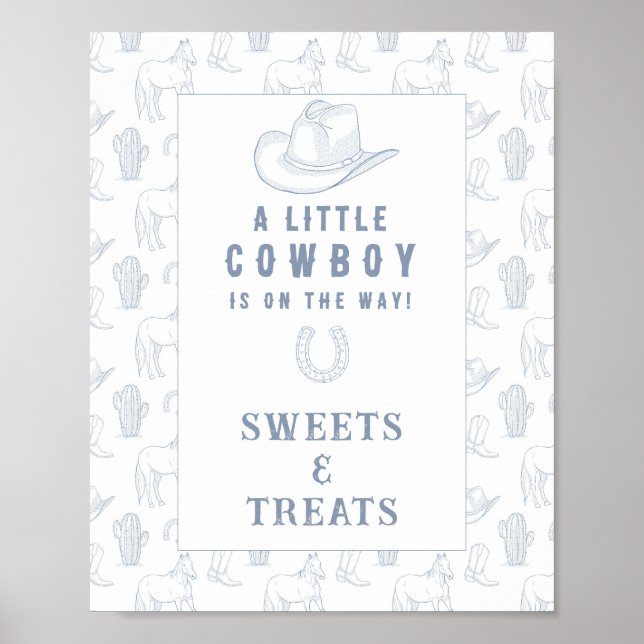 Poster Doces e guloseimas de cowboy para chá de bebê (Frente)