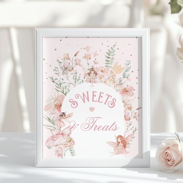 Poster Doces e guloseimas de fada Aniversário cor-de-rosa (Criador carregado)