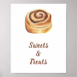 Poster Doces e guloseimas para chá de bebê de Bun canela