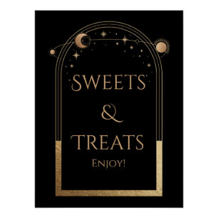 Póster Doces e Tratamentos Dourados Celestiais