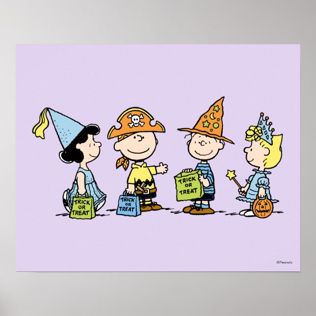 Poster Doces ou Travessuras de Halloween dos Peanuts (Frente)