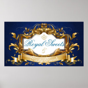 Poster Doces reais e sinal saboroso do chá de fraldas do