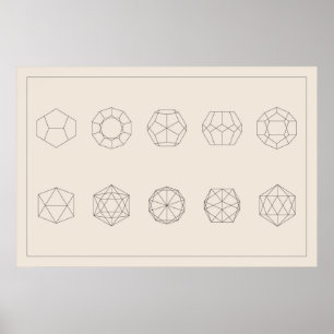 Póster Dodecahedorn e projeções do Icosahedron
