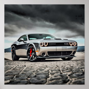 Poster Dodge Challenger Hellcat na Natureza  