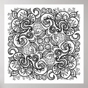 Poster Dodle Desenhando Sua Linda Arte Da Linha De Cores