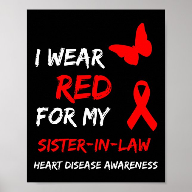 Poster Doença Cardíaca Eu Uso Vermelho Para A Minha Cunha (Frente)
