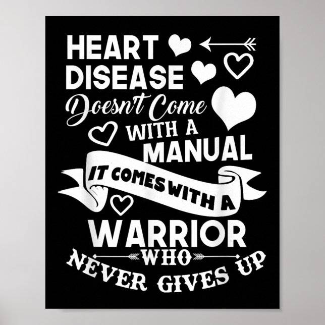 Poster Doença Cardíaca Não Vem Com Um Guerreiro Manual (Frente)