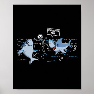 Poster Doença Celiaca Gluten Free Shark Gift