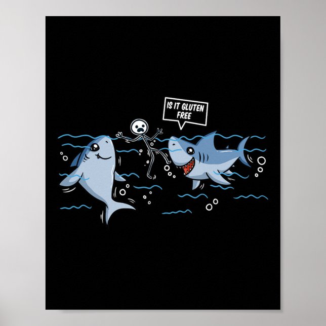 Poster Doença Celiaca Gluten Free Shark Gift (Frente)