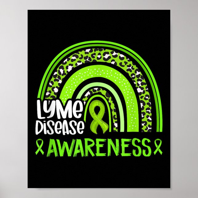 Poster Doença de Lyme do Verde limão Arco-Íris do Leopard (Frente)