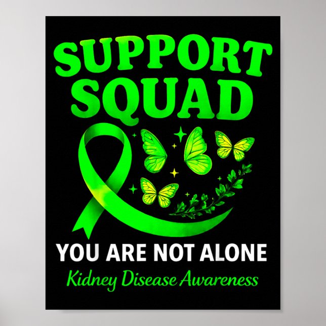 Poster Doença Renal Conscientização Fita Verde Borboleta (Frente)