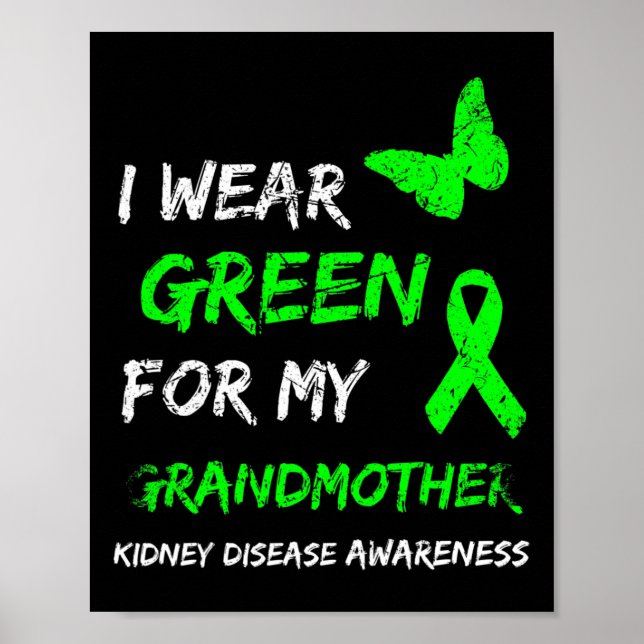 Poster Doença Renal Eu Visto Verde Para Minha Avó Rib (Frente)
