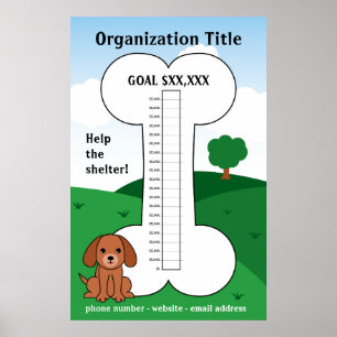 Póster Dog Cause Fundraising Thermometer