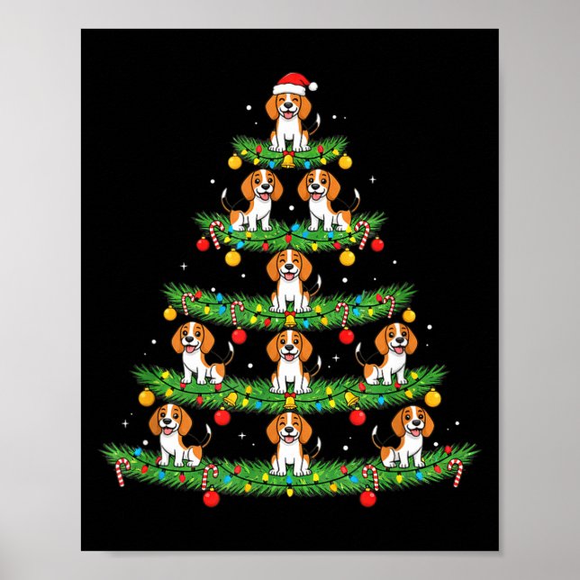 Poster Dog Christmas Tree, Beagle Puppy Holiday Design Fo (Frente)