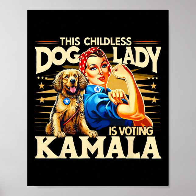 Poster Dog Lady Está Votando Kamala (Frente)