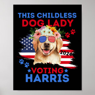 Poster Dog Lady Vote Kamala Harris 2024 Retriever Ouro