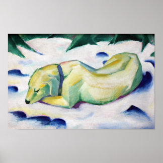 Poster Dog Lying in the Snow (1911) by Franz Marc