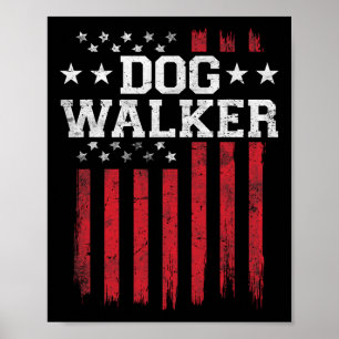 Poster Dog Walker Orgulhoso Bandeira Americana Patriota U