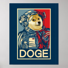 Poster Dogecoin Astronaut Dogue À Lua Cripto Engraçado