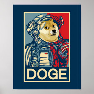 Poster Dogecoin Astronaut Dogue À Lua Cripto Engraçado