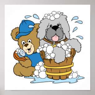Póster Doggy Bath Time Bear