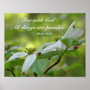 Poster Dogwood com Deus, uma citação de Bíblia inspira