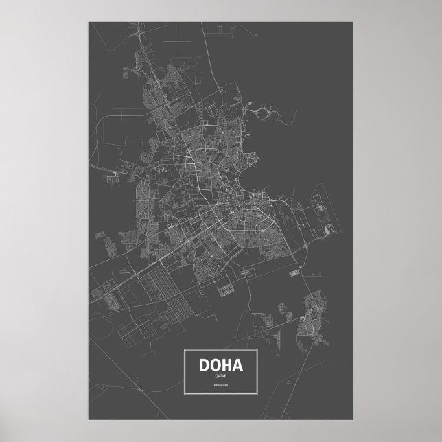 Póster Doha, Catar (branco no preto) (Frente)