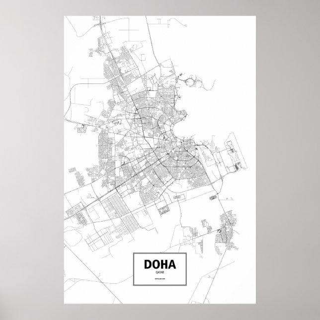 Poster Doha, Catar (preto no branco) (Frente)