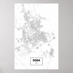 Poster Doha, Qatar (preto no branco)