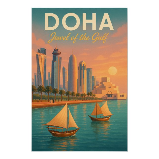 Póster Doha, Qatar Viagem (Frente)