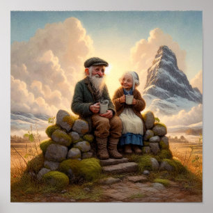 Poster Dois Adultos Adoráveis Munchkins Aproveitando Um C