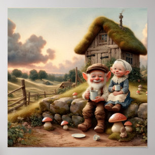 Poster Dois Adultos Adoráveis Munchkins Aproveitando Um C