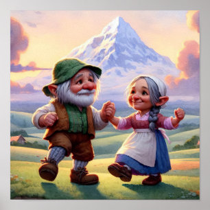 Poster Dois Adultos Munchkins Dançando ao Sol