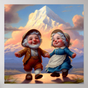 Poster Dois Adultos Munchkins Dançando ao Sol