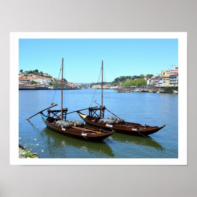 Póster Dois barcos no rio Douro, Porto (Frente)
