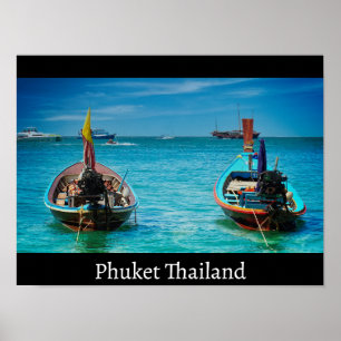 Poster Dois botes em uma praia em Phuket Tailândia