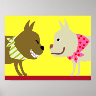 Poster Dois Cães Bandana - Amarelo