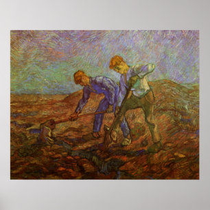 Póster Dois Camponeses Cavando por Vincent van Gogh