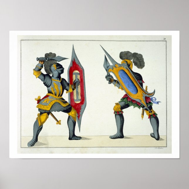 Póster Dois cavaleiros lutando, prato de "Uma História do (Frente)
